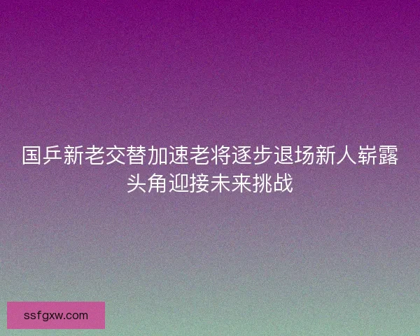国乒新老交替加速老将逐步退场新人崭露头角迎接未来挑战