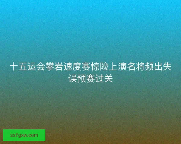 十五运会攀岩速度赛惊险上演名将频出失误预赛过关