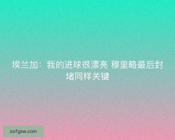 埃兰加:我的进球很漂亮 穆里略最后封堵同样关键 埃兰加:我的进球很漂亮 穆里略最后封堵同样关键