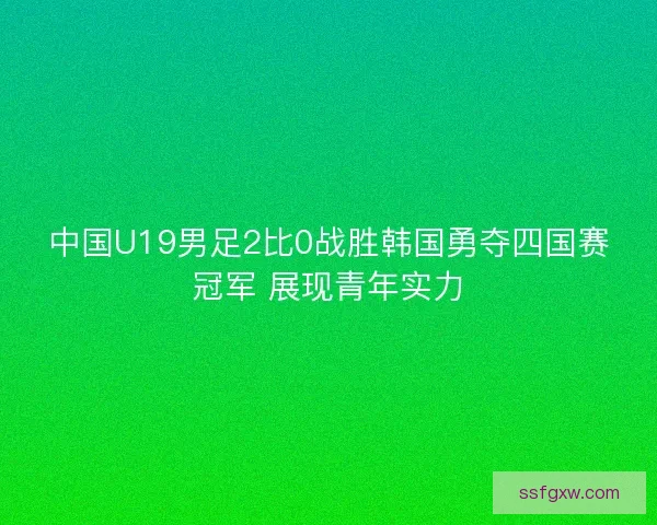 中国U19男足2比0战胜韩国勇夺四国赛冠军 展现青年实力 中国U19男足2比0战胜韩国勇夺四国赛冠军 展现青年实力